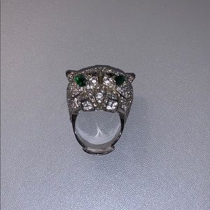 Large leopard statement rhinestone ring